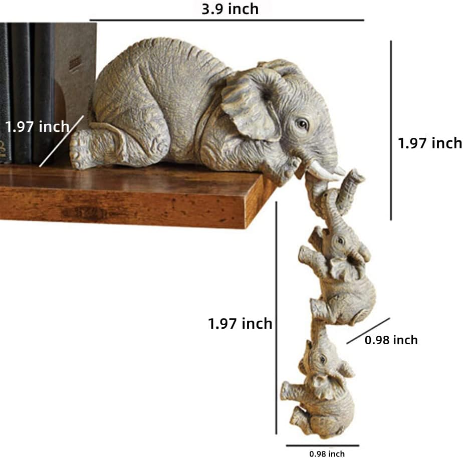 3 Pcs Mother And Baby Decorative Elephant Statue Home Accent Figurine