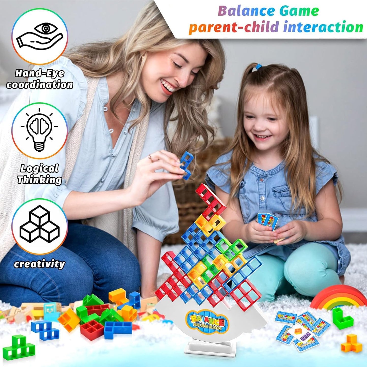 Balance Tower Stacking Game Educational Building Blocks Family Party Game