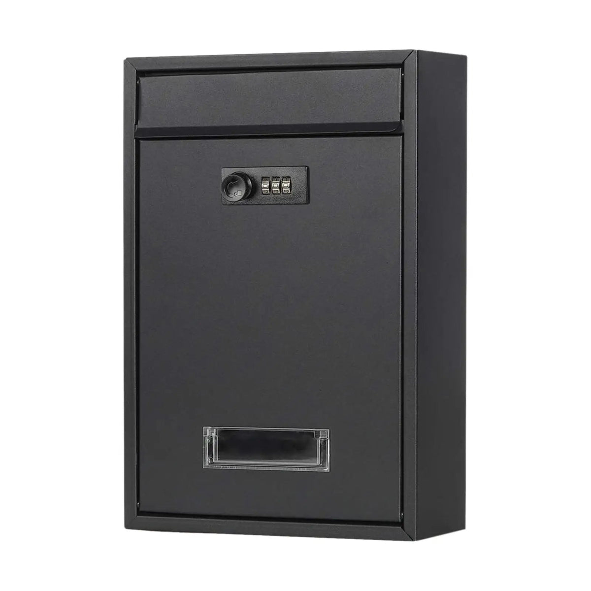 Black Lockable Mailbox Secure Wall Mounted Post Box