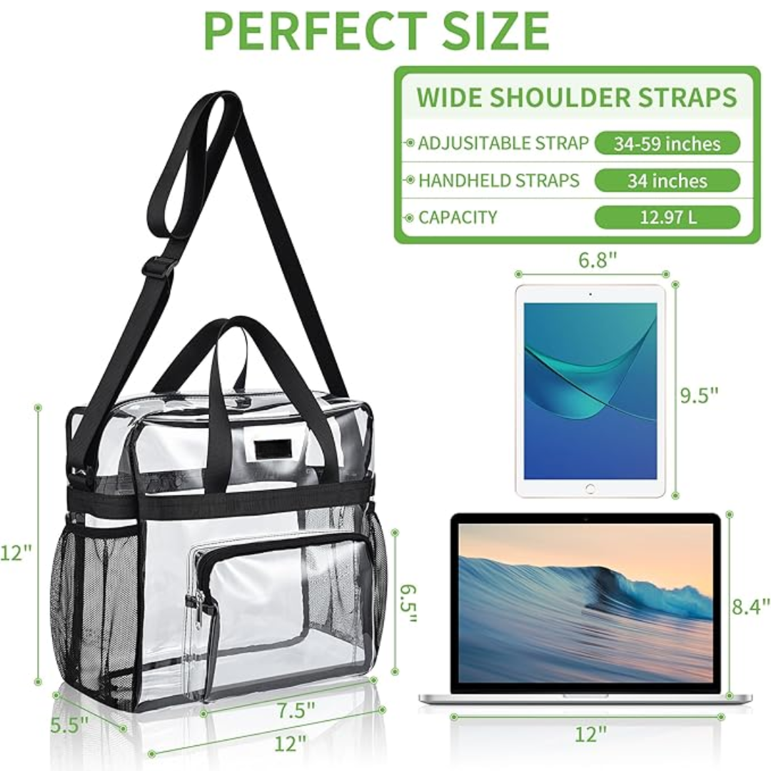 Clear Stadium Tote Bag CrystalTote β Durable Transparent Bag for Concerts, Sports & Festivals