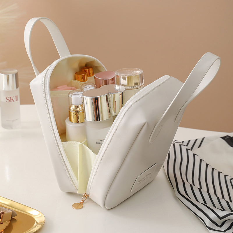 Compact Travel Toiletry Bag with Fold Out Design Portable Makeup Organizer Storage Pouch
