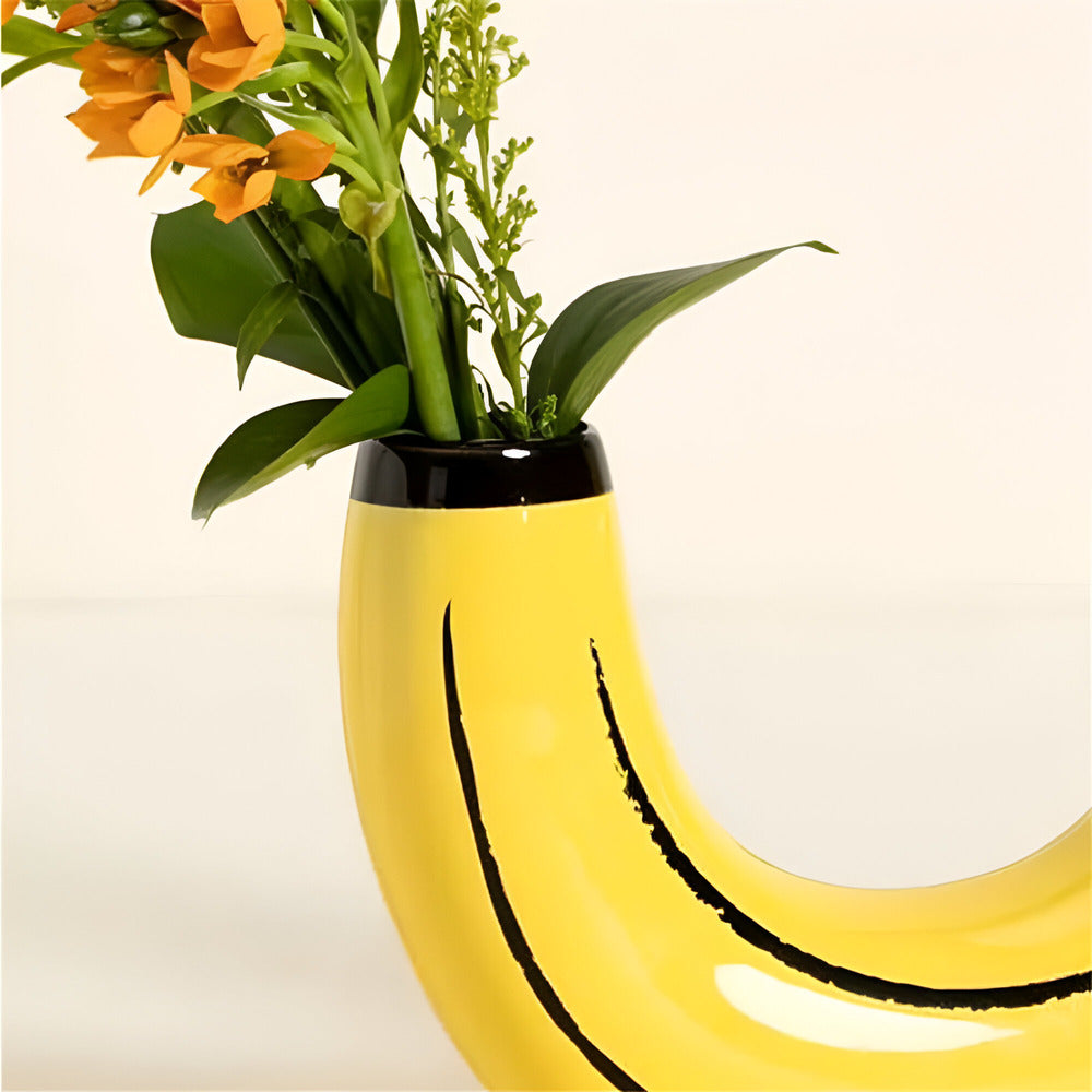 Decorative Banana Shaped Vase Curved Sculptural Silhouette