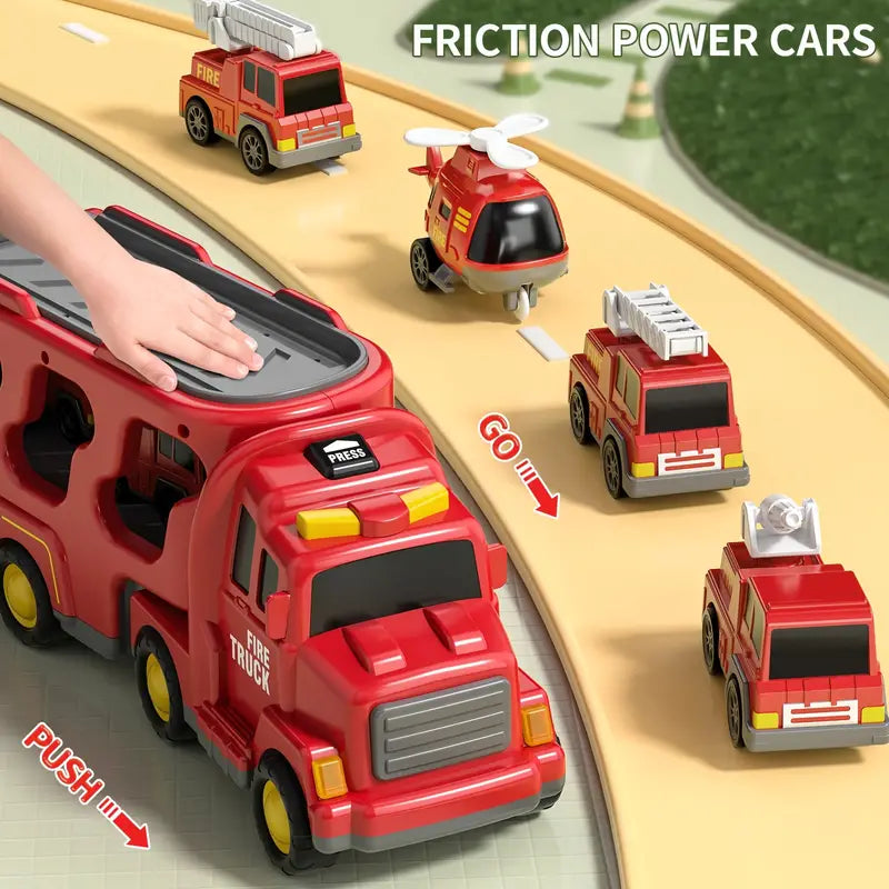 Fire Truck Toy Set Kids Emergency Vehicles Play Set With Sounds