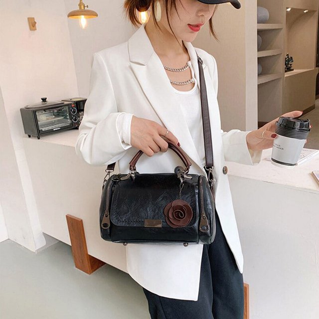 Floral Print Handbag with Adjustable Strap Large Capacity Everyday Shoulder Bag