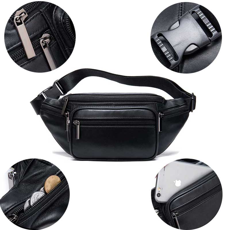 Genuine Leather Crossbody Chest Bag Adjustable Shoulder Waist Pack