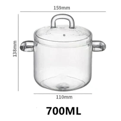 Glass Casserole Pot With Lid Borosilicate Heat Resistant Transparent Cooking Pan