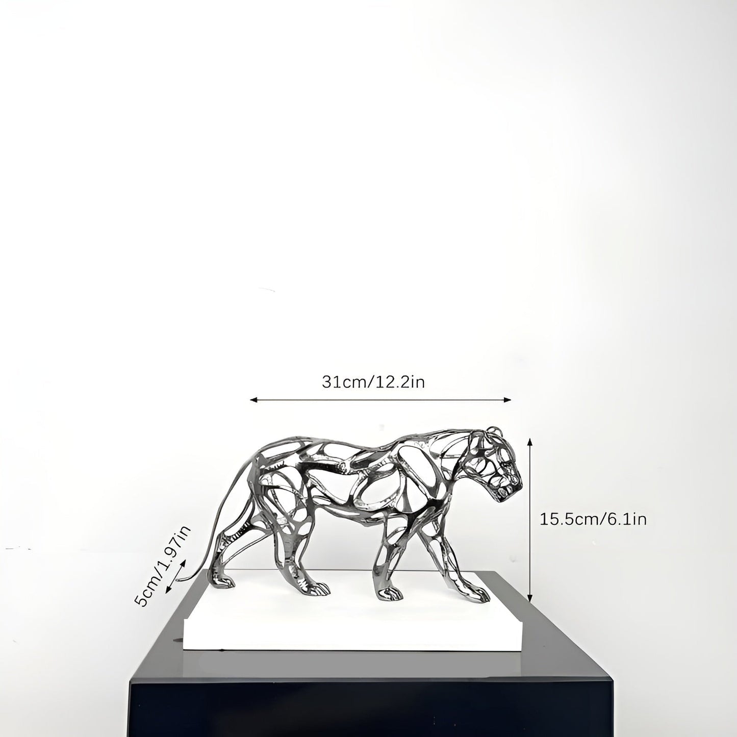 Golden Leopard Sculpture Luxury Metal Animal Home Decor