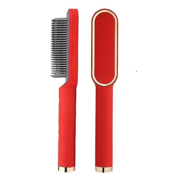 Hair Straightening Comb Ionic Heated Styling Brush Adjustable Heat