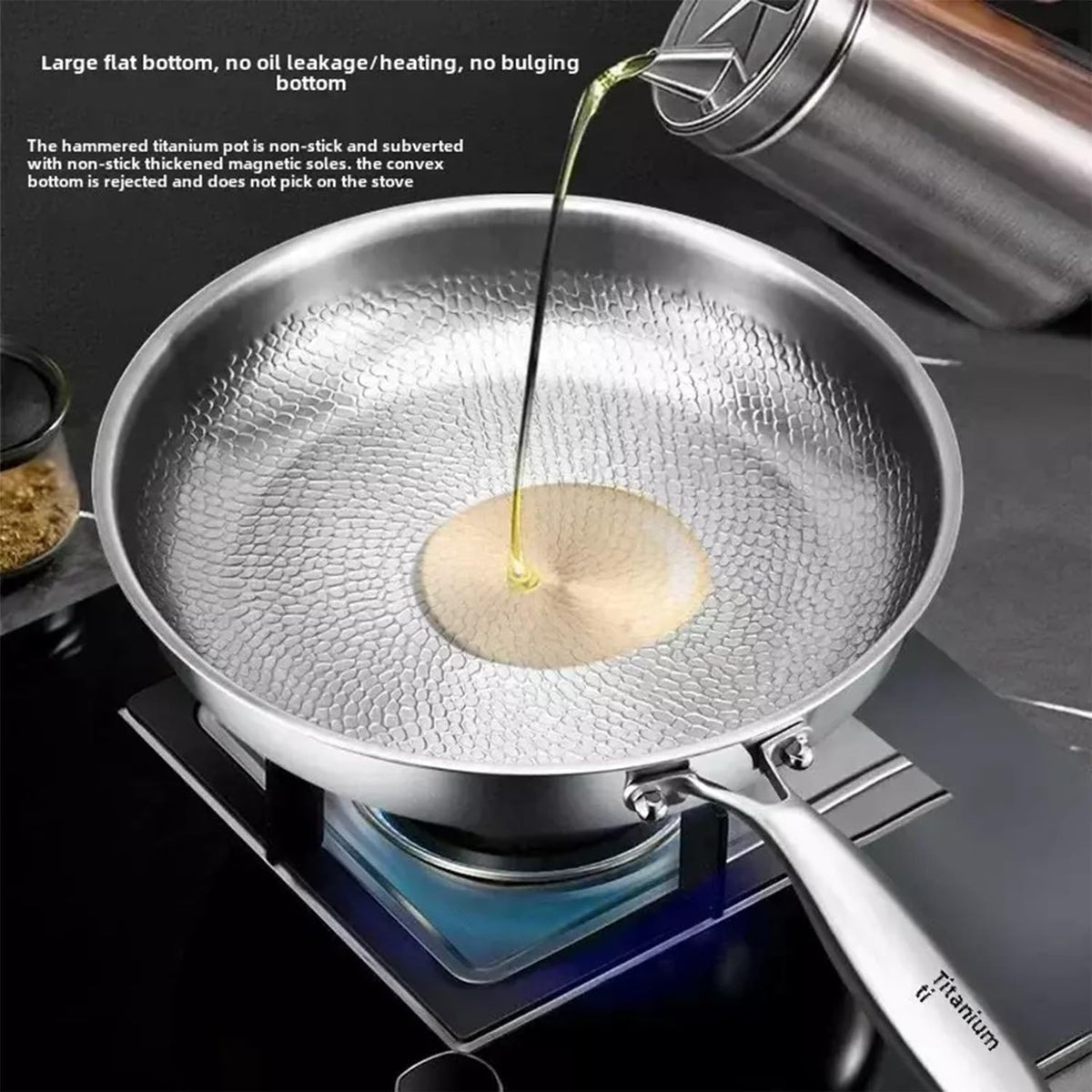 Hammered Titanium Cooking Pan Kitchen Cookware Set Durable Frying Pot