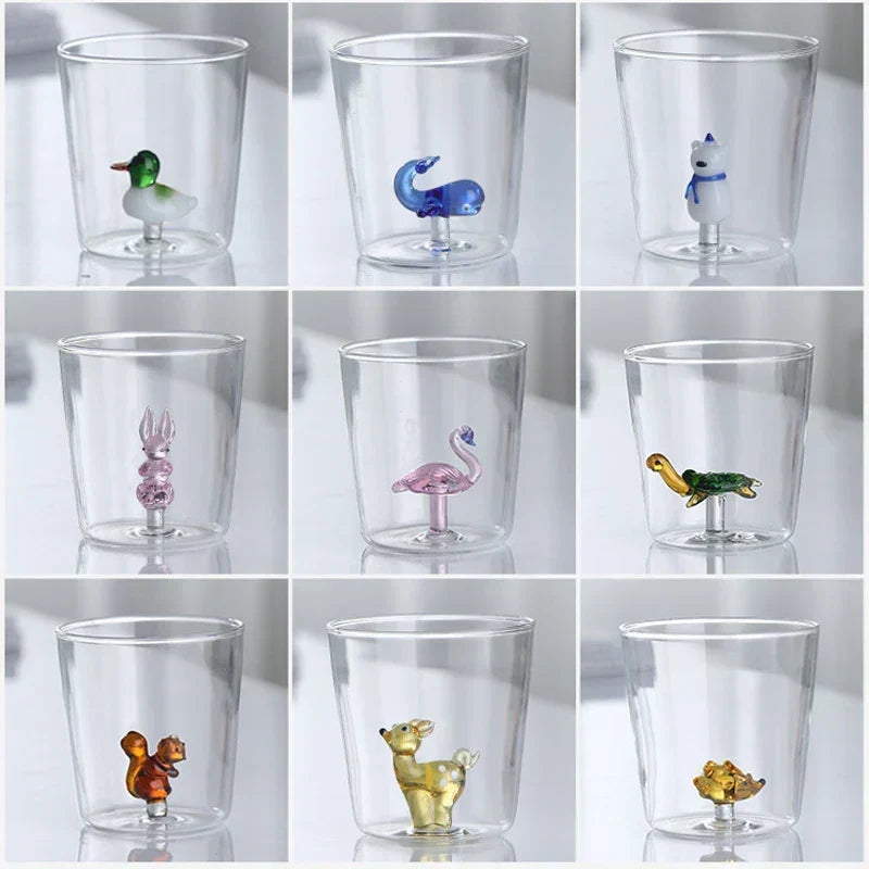 Handcrafted 3D Glass Mug Creative Animal Plant Drink Cup