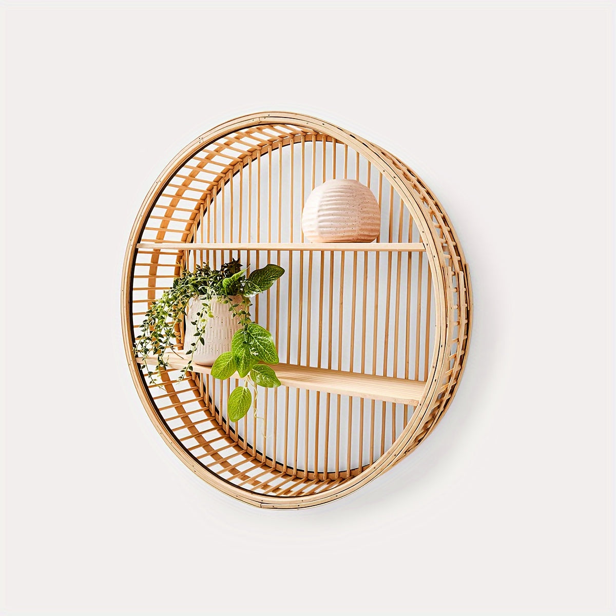 Handcrafted Bamboo Wall Shelf Unique Round Design for Stylish Storage
