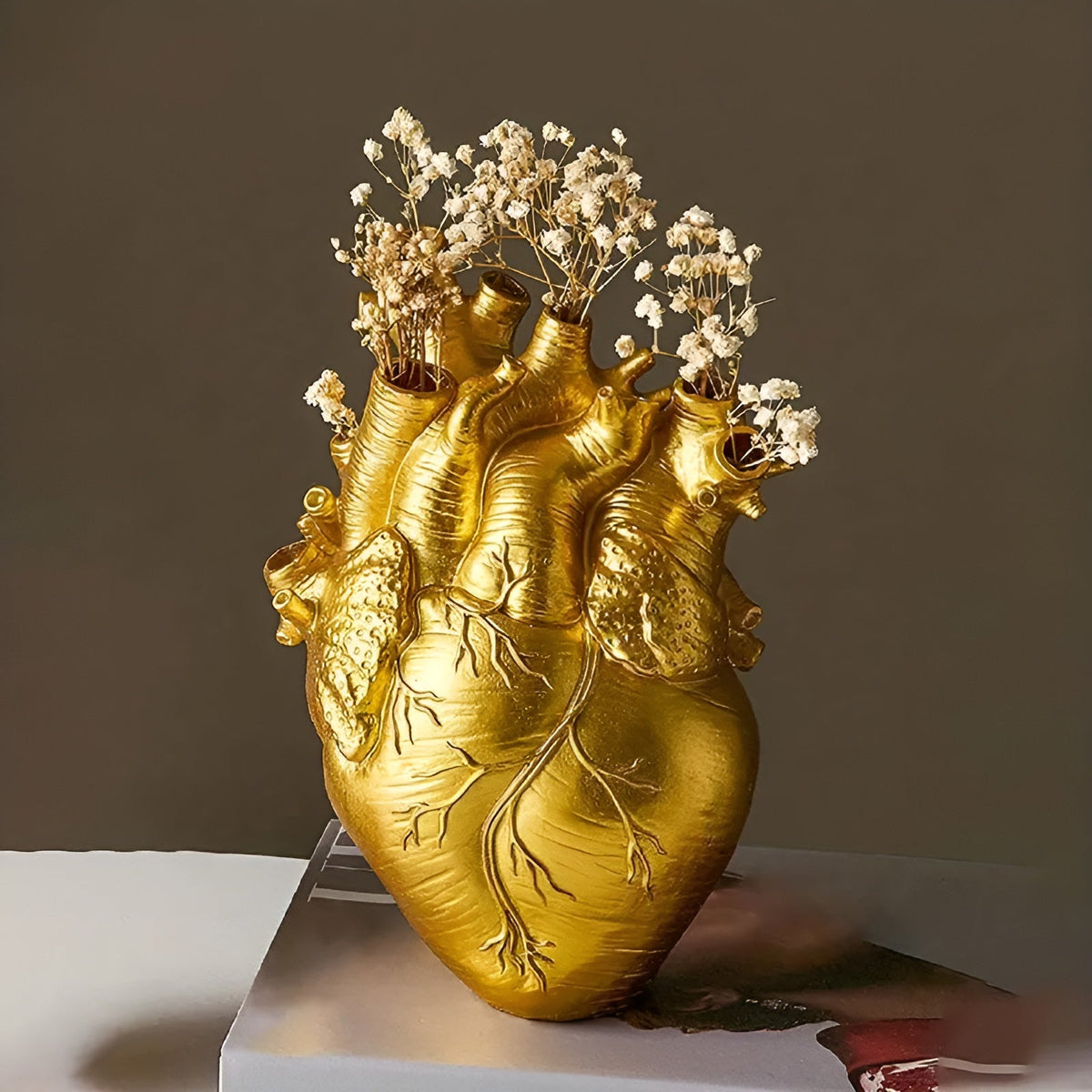 Heart Shaped Bamboo Wood Decorative Flower Vase