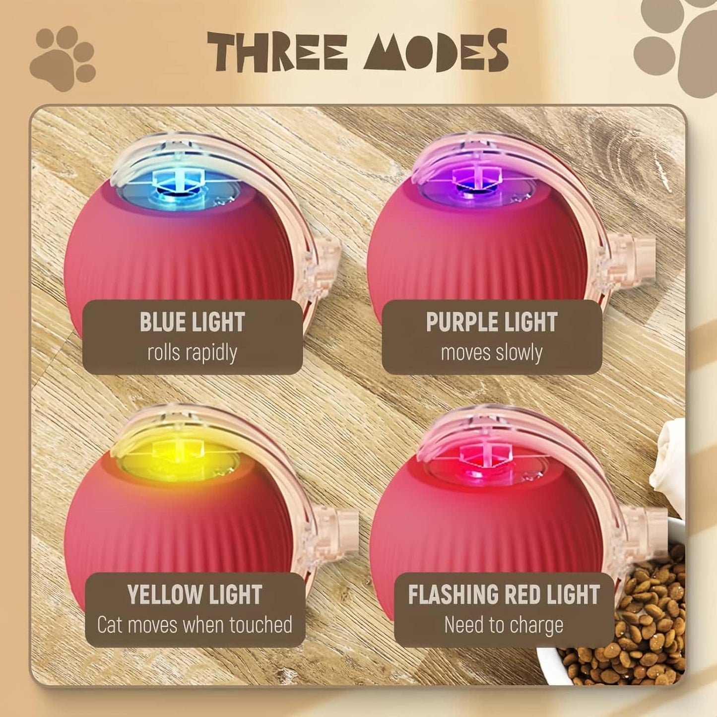 Interactive Pet Ball USB Rechargeable Dog Cat Toy
