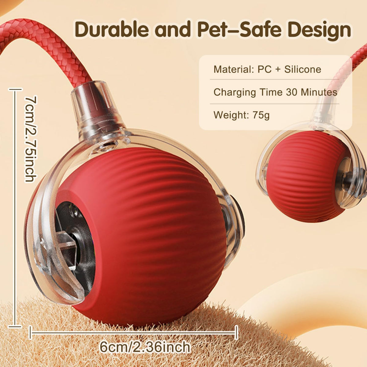 Interactive Pet Ball USB Rechargeable Smart Play Toy for Dogs and Cats