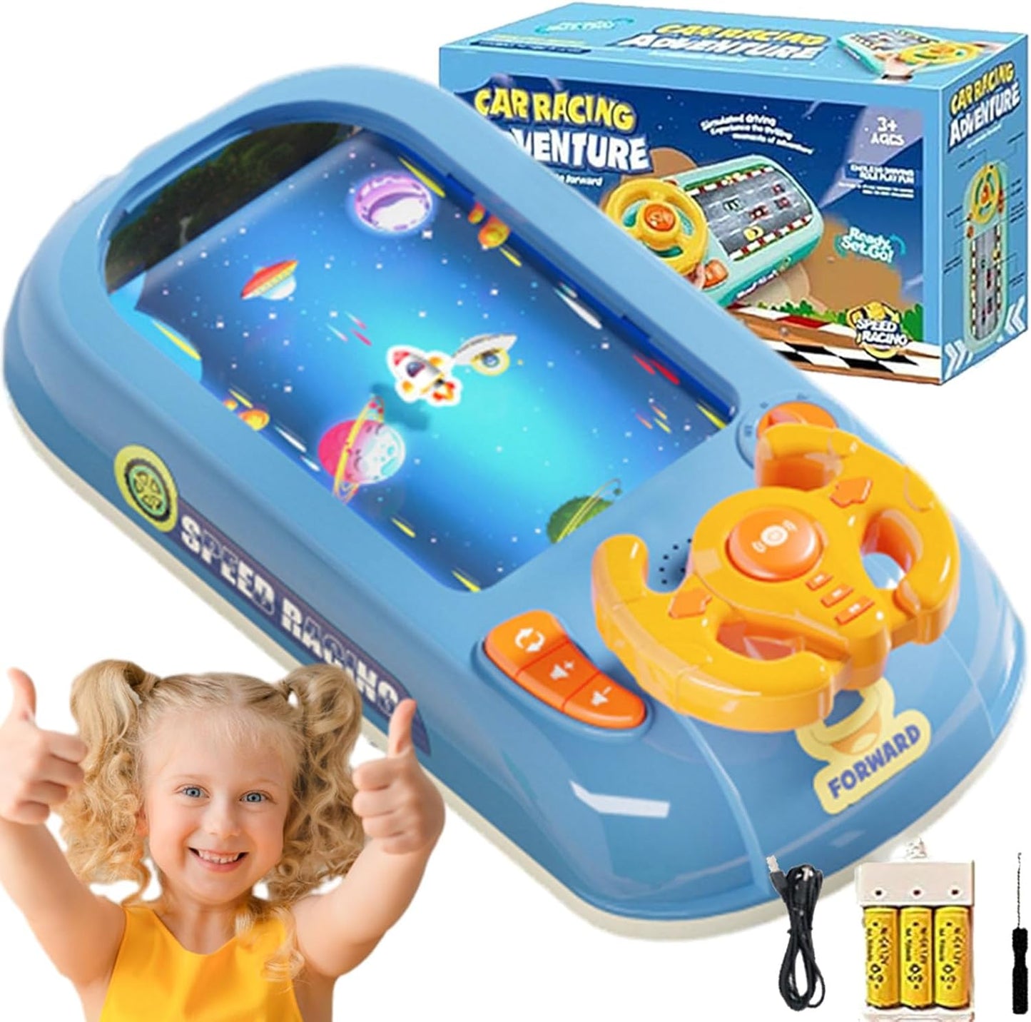 JuniorRacer Kids Simulation Racing Game Interactive Steering Wheel Toy