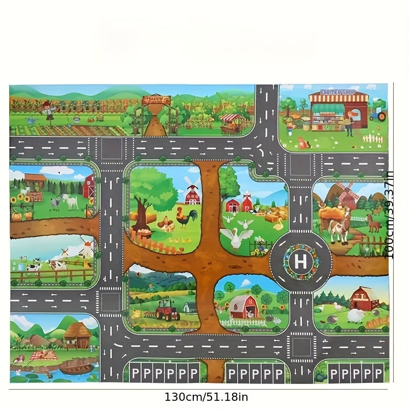 Kids Farm Road Play Mat Interactive Activity Carpet