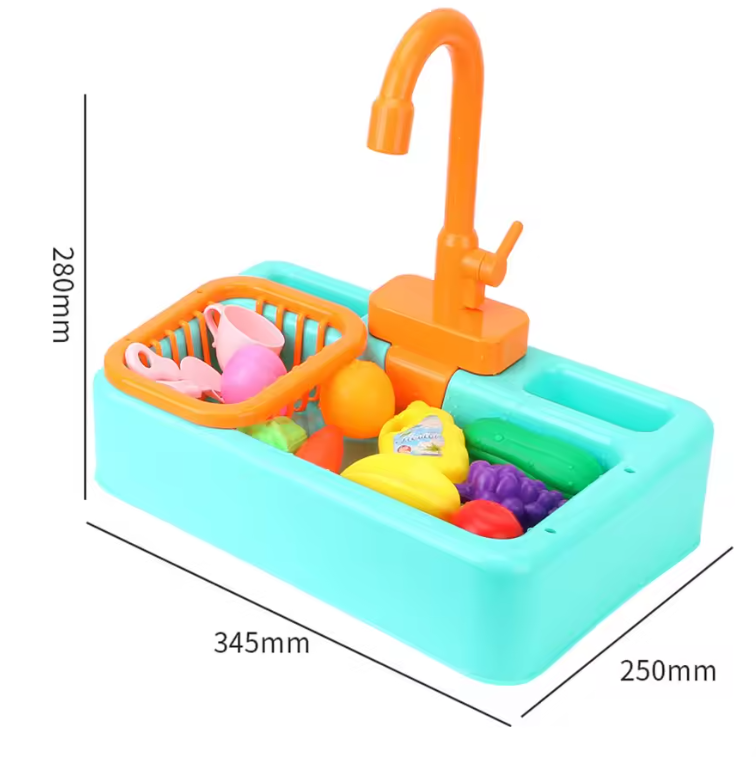 Kids Kitchen Sink Toy Set Running Water Play Cooking Accessories
