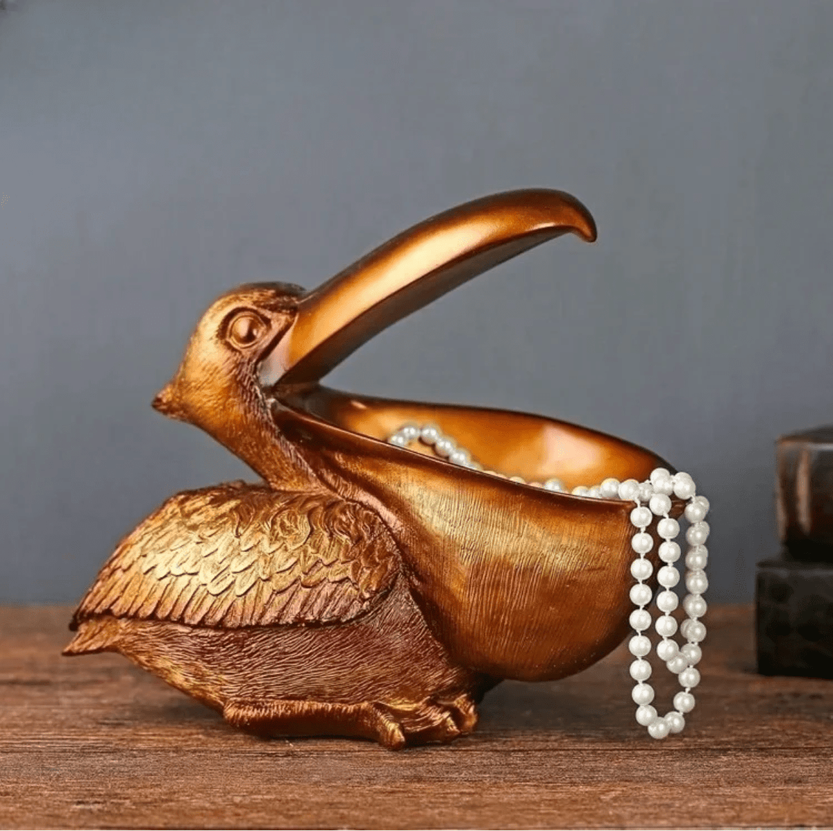 Luxury Pelican Key Holder Decorative Storage Ornament Gold