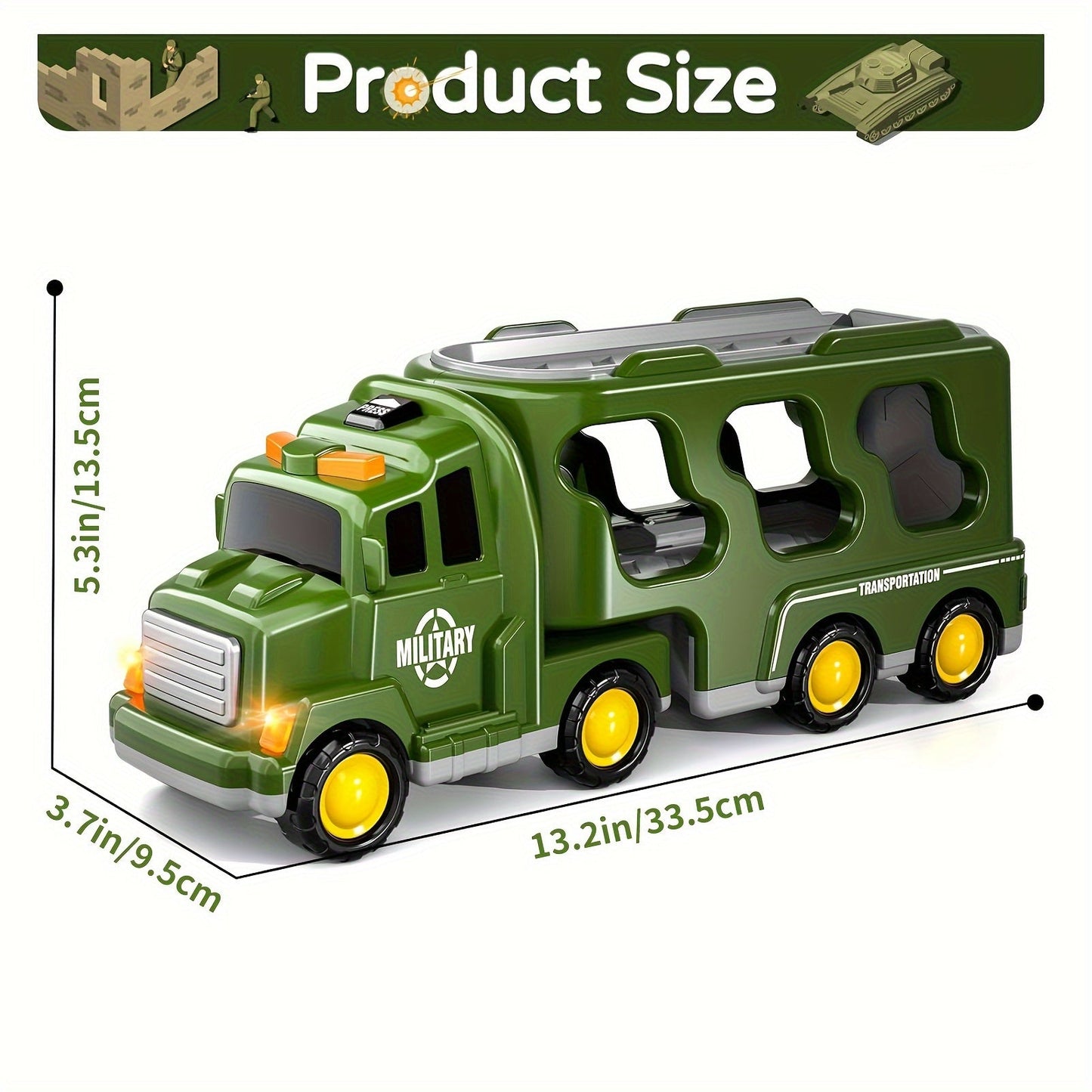 Military Toy Truck Set Kids Army Vehicles Soldiers Playset 14 in 1
