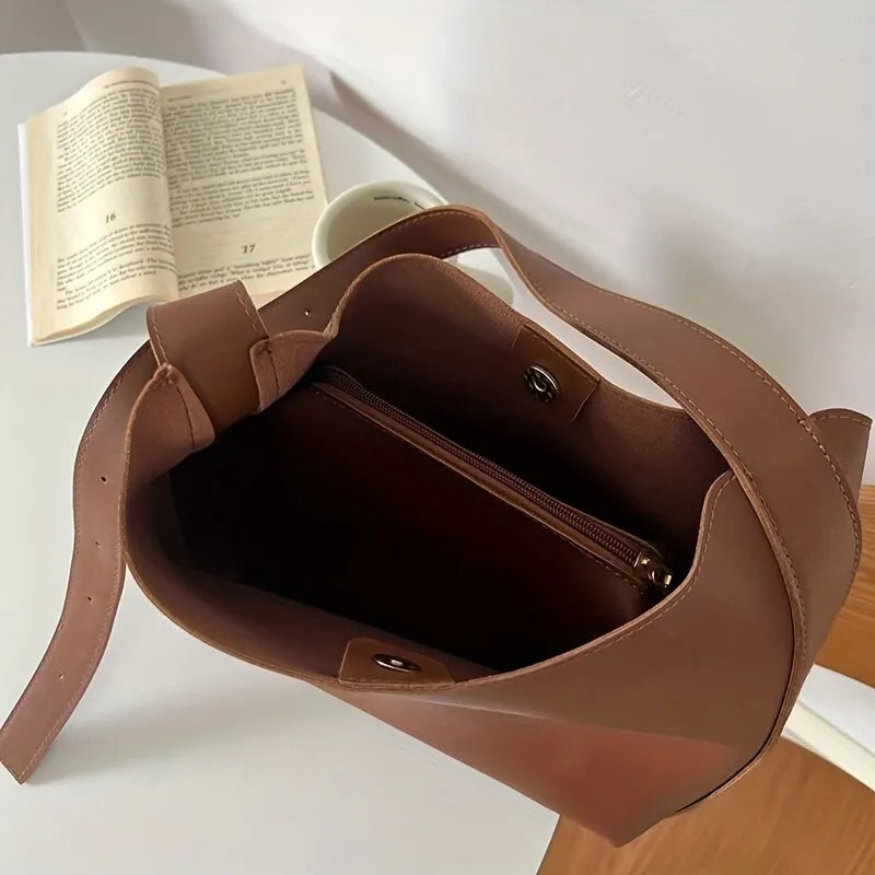 Minimalist Leather Shoulder Tote Bag