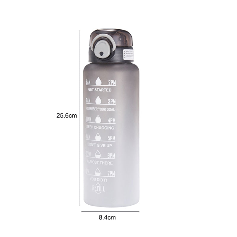 Motivational Water Bottle with Straw and Time Marker