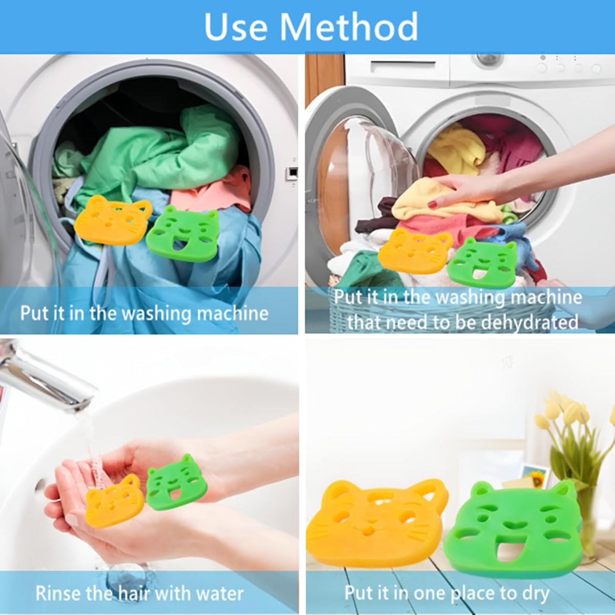 Pet Hair Remover Laundry Sponge 2-Pack Reusable Fur & Lint Eliminator