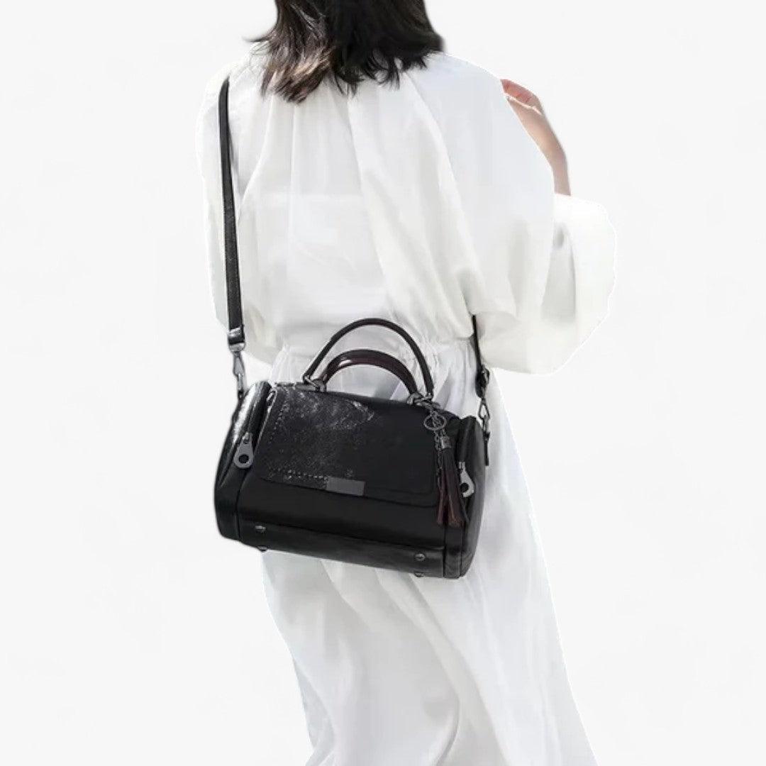 Premium Large Leather Handbag with Tassel Spacious Shoulder and Crossbody Bag