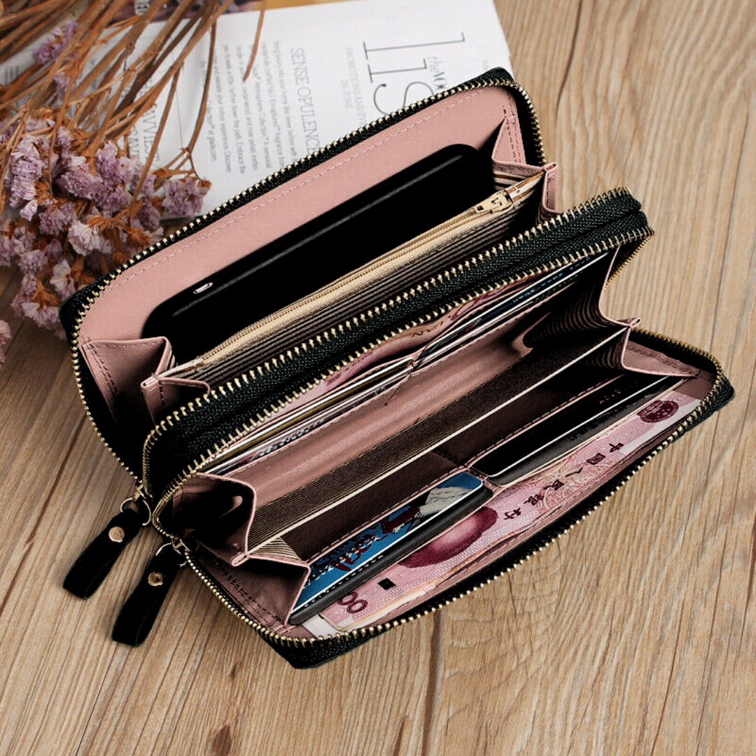 Quilted Wallet with Wrist Strap β Stylish Large Capacity Purse