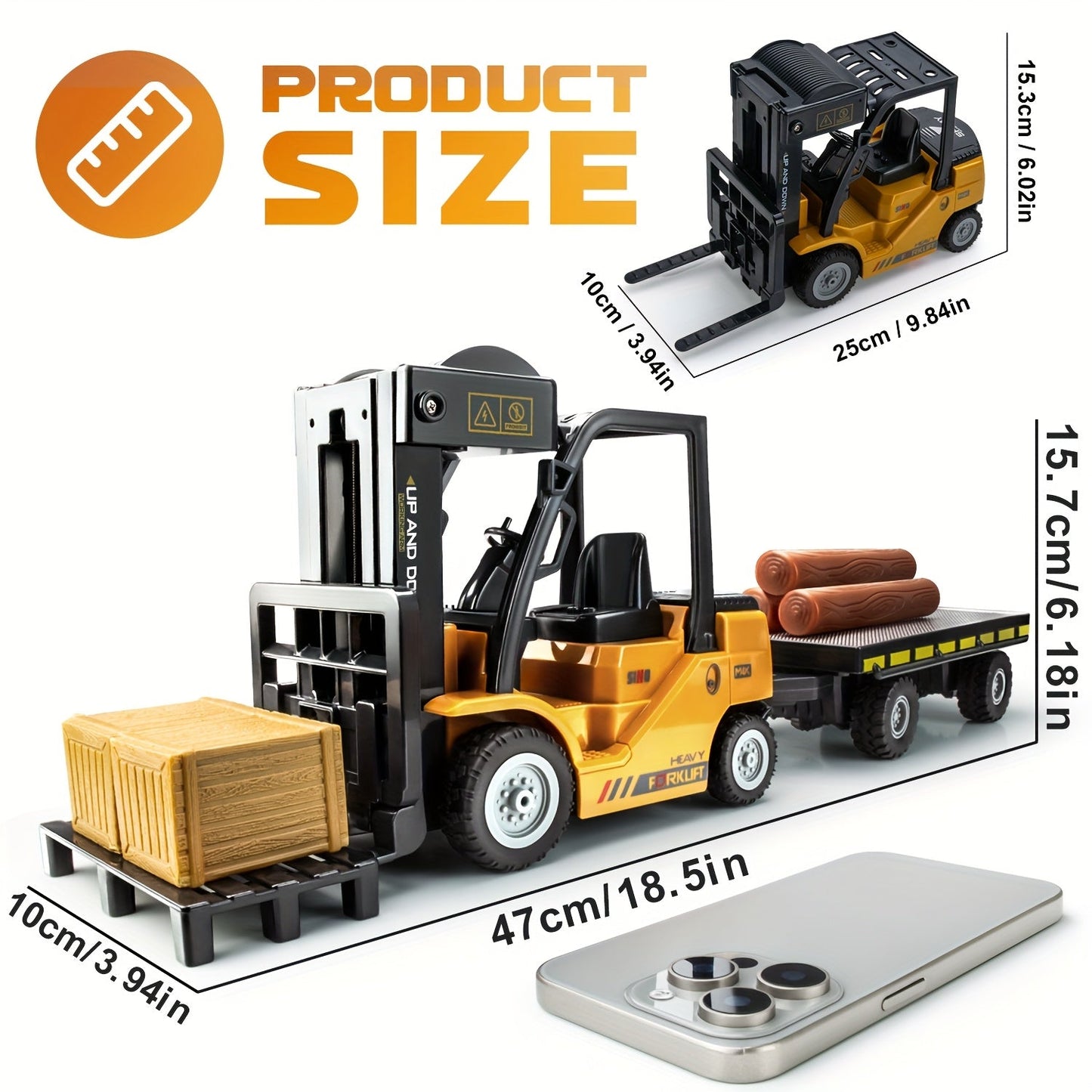 Remote Control Forklift Toy 1 24 Scale Truck With Trailer Lights