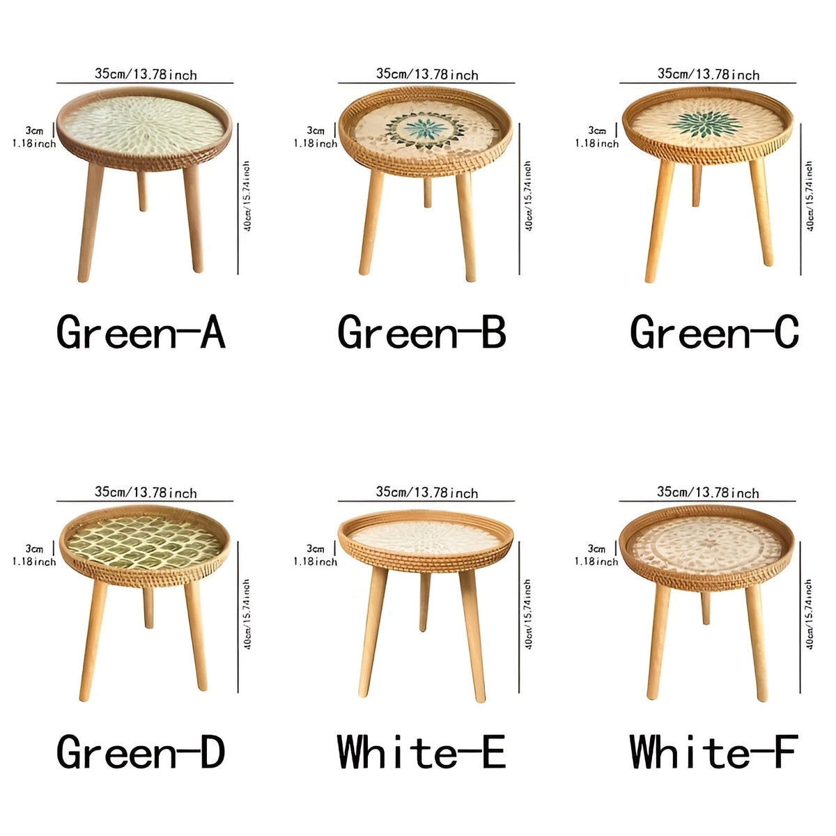 Scandinavian Round Coffee Table Rattan Accent Side Table