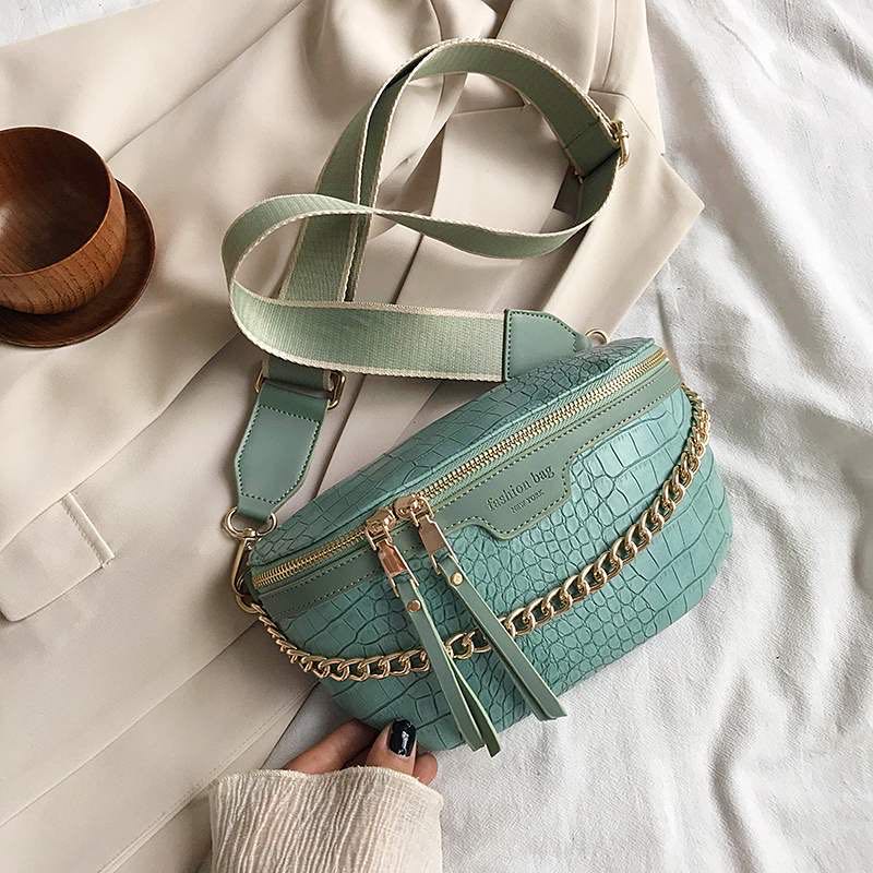 Structured Crossbody Shoulder Bag with Chain Strap and Textured Finish