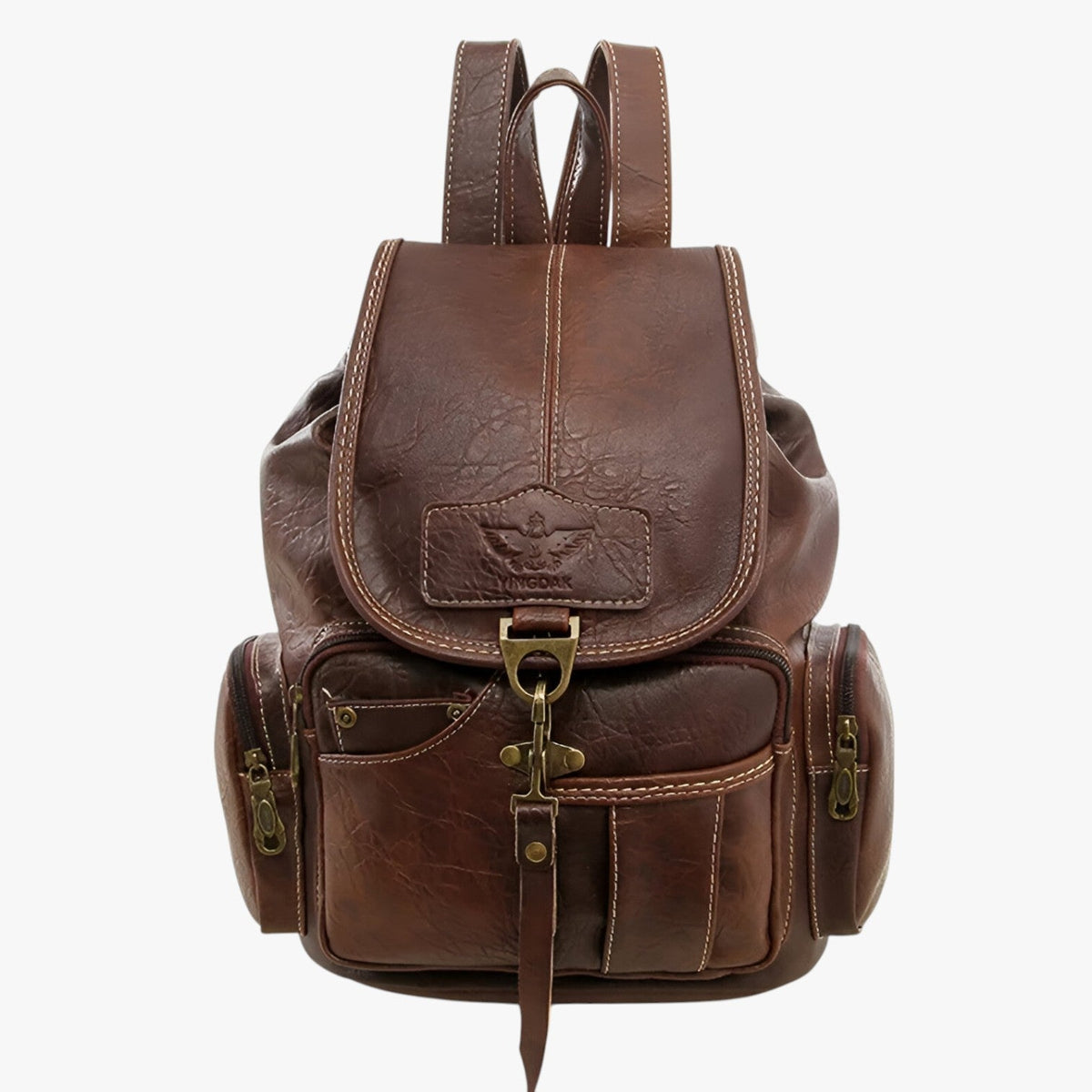 Vintage Leather School Backpack Womens Large Capacity Travel Bag