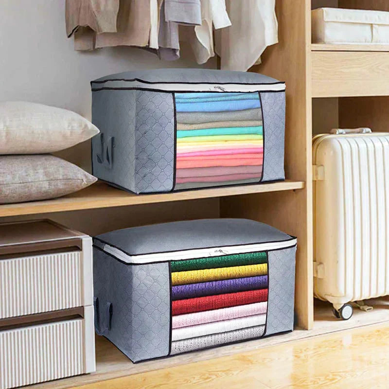 Wardrobe Storage Organizer Fabric Closet Box Transparent Front