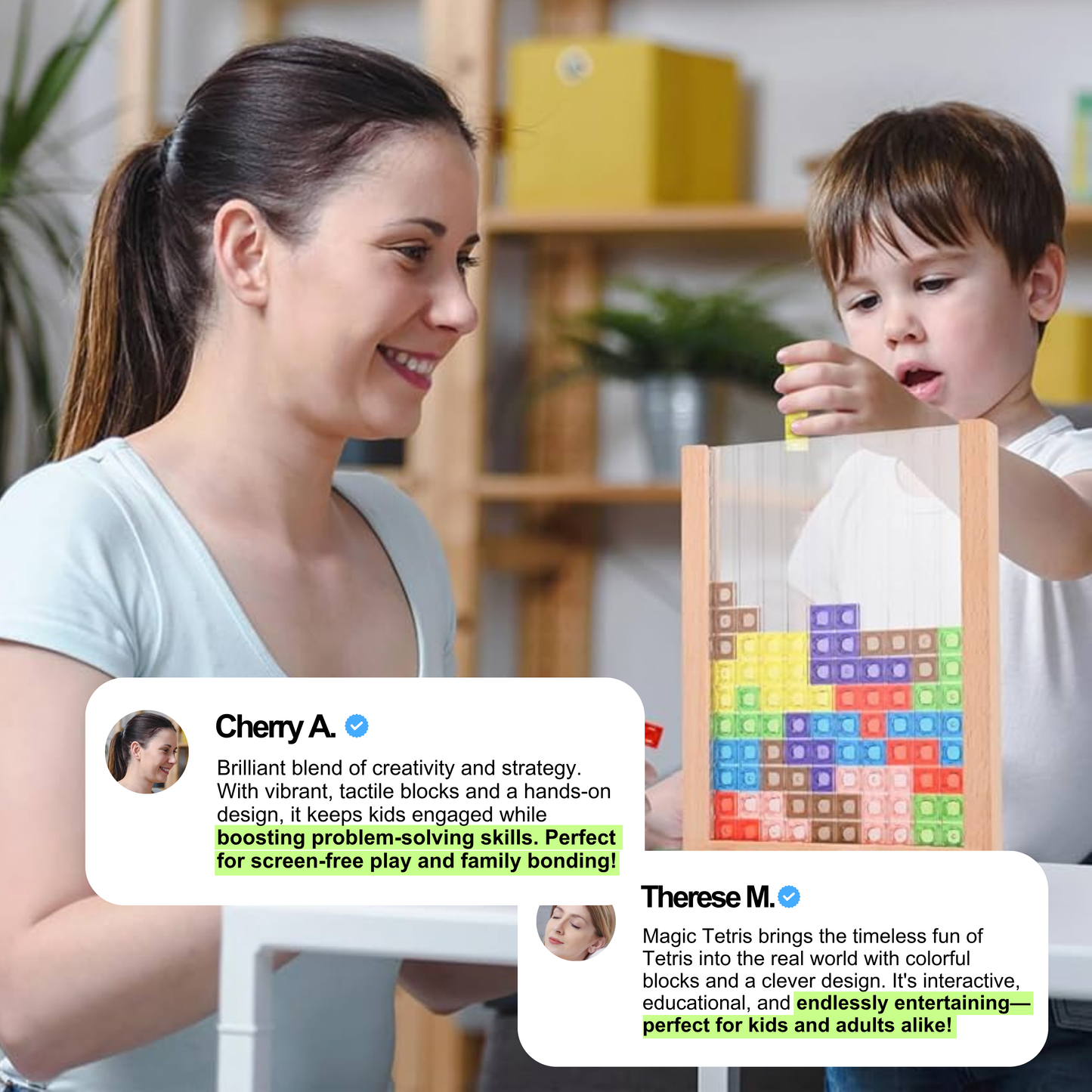 Wooden Tetris Puzzle Board Brain Training Family Game