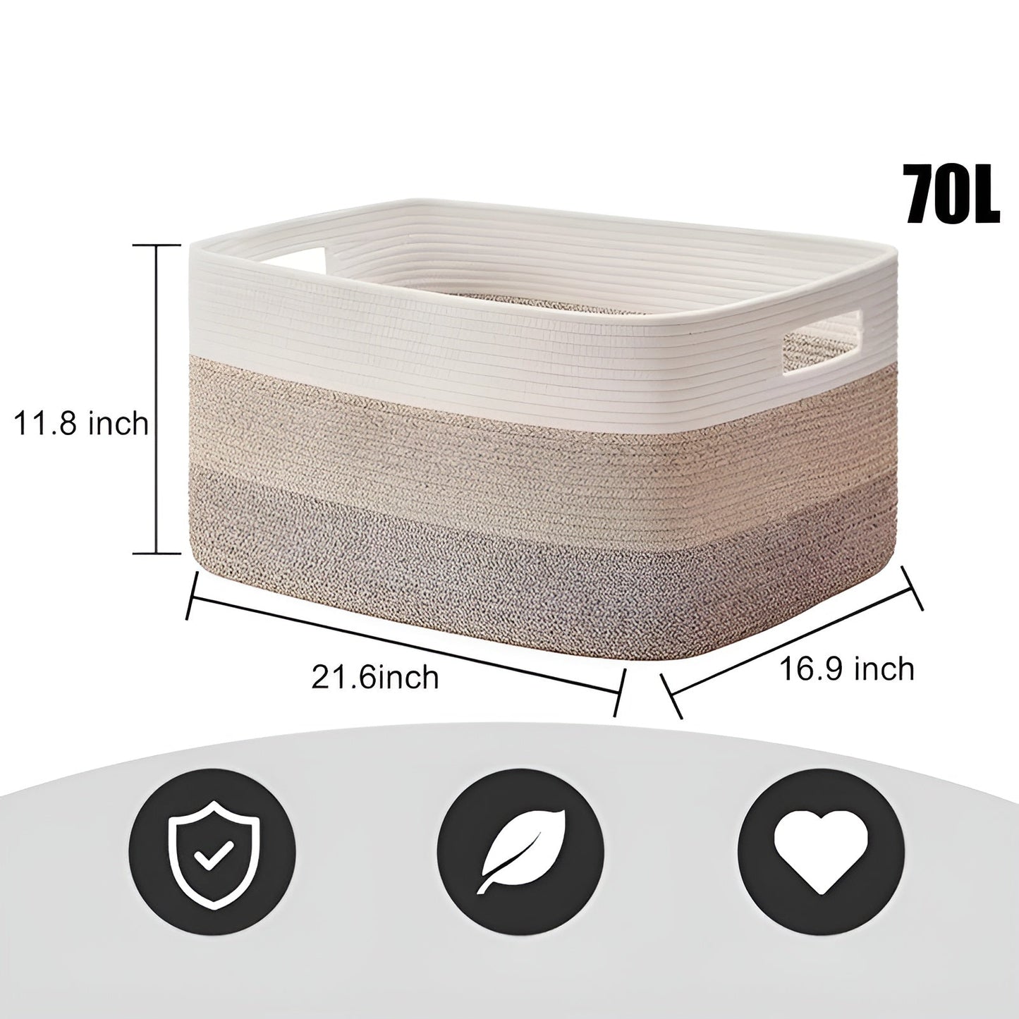 Woven Cotton Storage Basket Large Laundry Toy Organizer