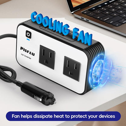 200W Car Power Inverter with USB-C Fast Charging Portable DC to AC Converter
