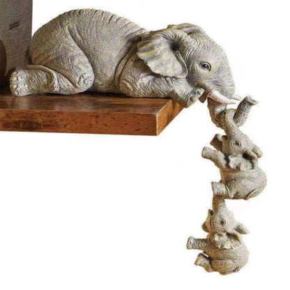 3 Pcs Mother And Baby Decorative Elephant Statue Home Accent Figurine