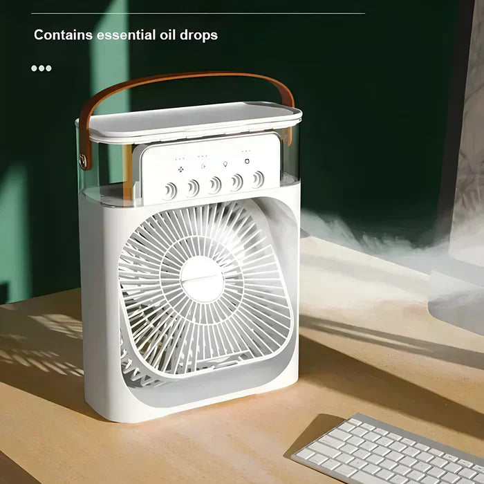 3-in-1 Portable Air Cooler Fan with 7-Colour LED Light for Home, Office and Outdoor Use