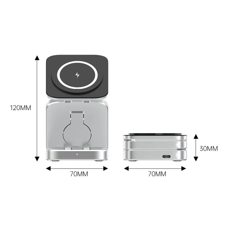 3 in 1 Wireless Charging Station Magnetic Foldable Charger Fast Charging Dock