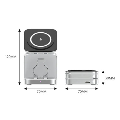 3 in 1 Wireless Charging Station Magnetic Foldable Charger Fast Charging Dock