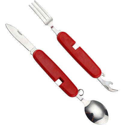 4 In 1 Camping Cutlery Set Foldable Outdoor Utensil Tool