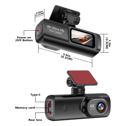 4K Ultra HD Dash Cam Car Camera with 170 Wide Angle Night Vision and WiFi App Control