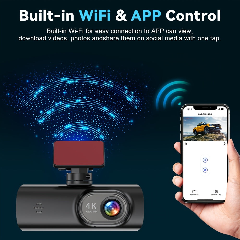 4K Ultra HD Dash Cam Car Camera with 170 Wide Angle Night Vision and WiFi App Control