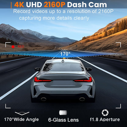 4K Ultra HD Dash Cam Car Camera with 170 Wide Angle Night Vision and WiFi App Control