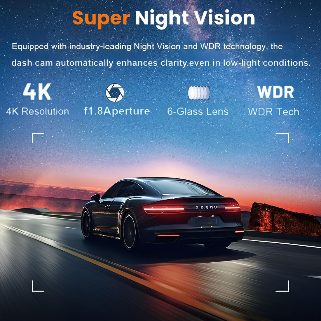 4K Ultra HD Dash Cam Car Camera with 170 Wide Angle Night Vision and WiFi App Control