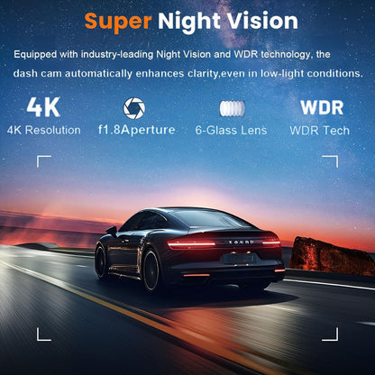 4K Ultra HD Dash Cam Car Camera with 170 Wide Angle Night Vision and WiFi App Control