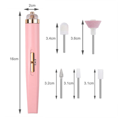 5 in 1 Electric Nail Polisher Portable Manicure and Pedicure Tool with Light