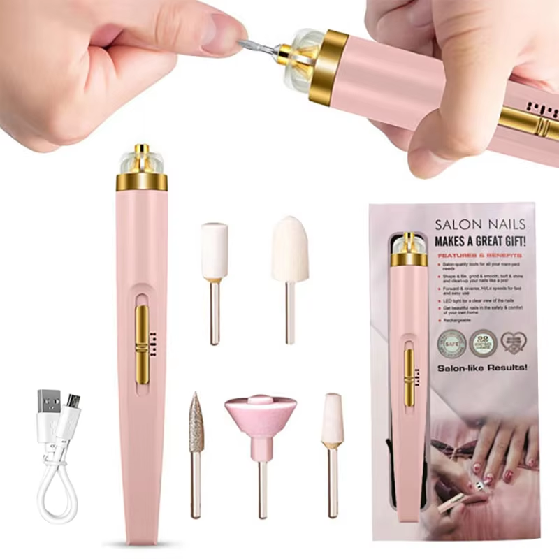 5 in 1 Electric Nail Polisher Portable Manicure and Pedicure Tool with Light