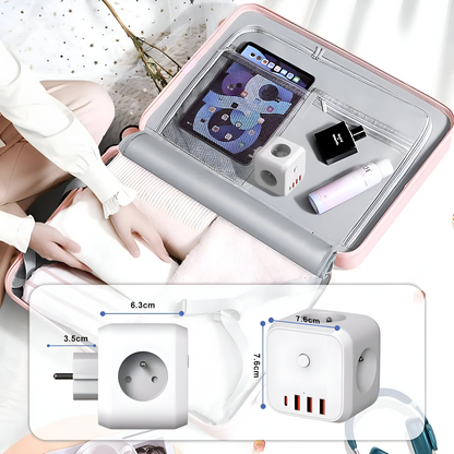 7 In 1 Surge Protector Power Strip USB Type C Charging Hub