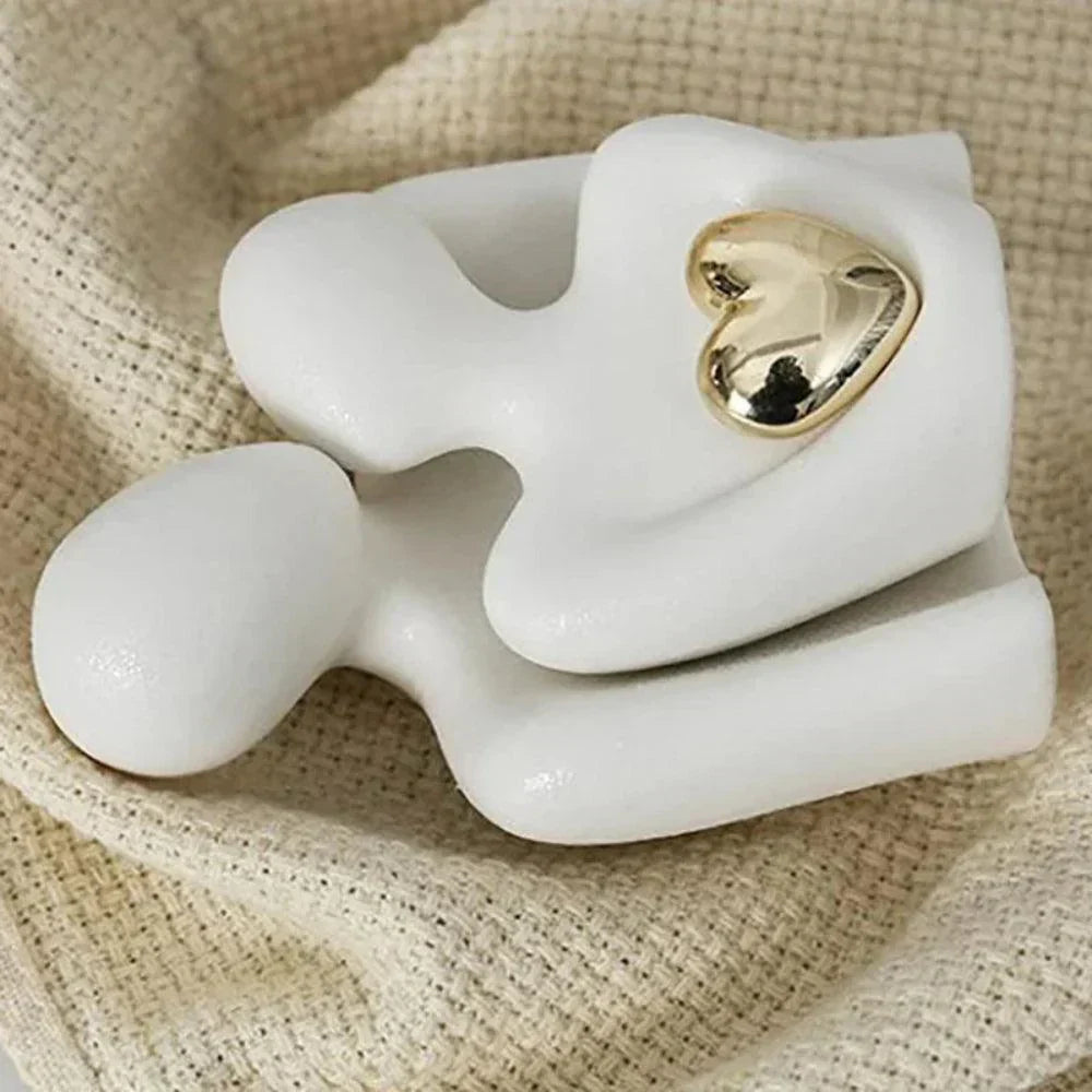 Abstract Gold Heart Sculpture for Home Decor and Living Room Accent
